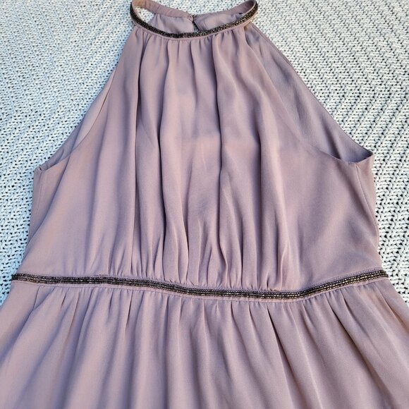 Chiffon Cocktail Dress with Beaded Neck and Waist Accents Size 10 - Picture 11 of 11